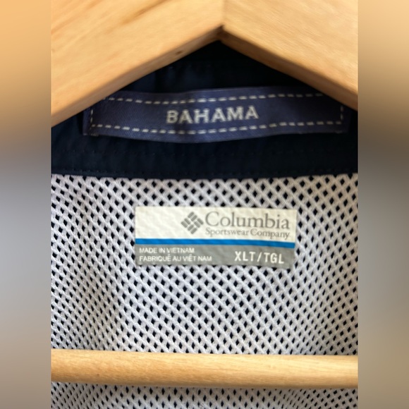 Columbia PFG Bahama Navy Blue Nylon Vented Outdoor Fishing Shirt Mens XLT Tall - Picture 3 of 12